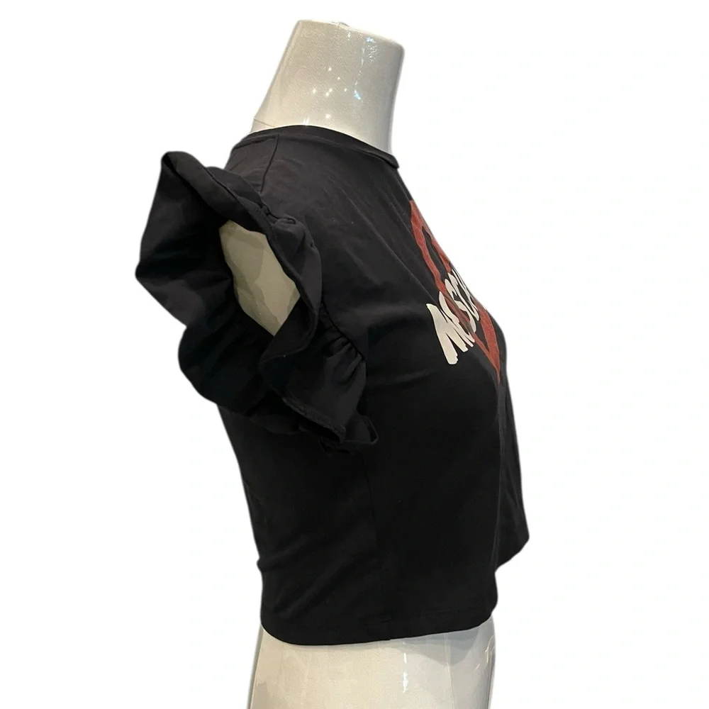 Moschino Black Crop Top with Red Heart - Picture 4 of 8
